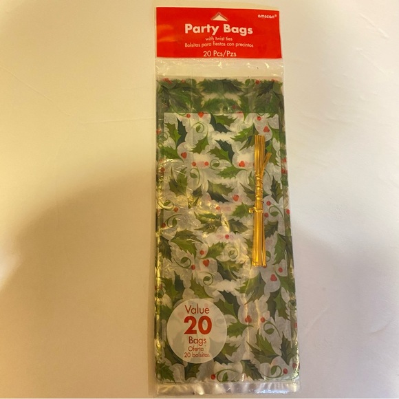 Amscan Festive Party Bags with Twist Ties - Red and Green 20 pcs - Picture 5 of 7